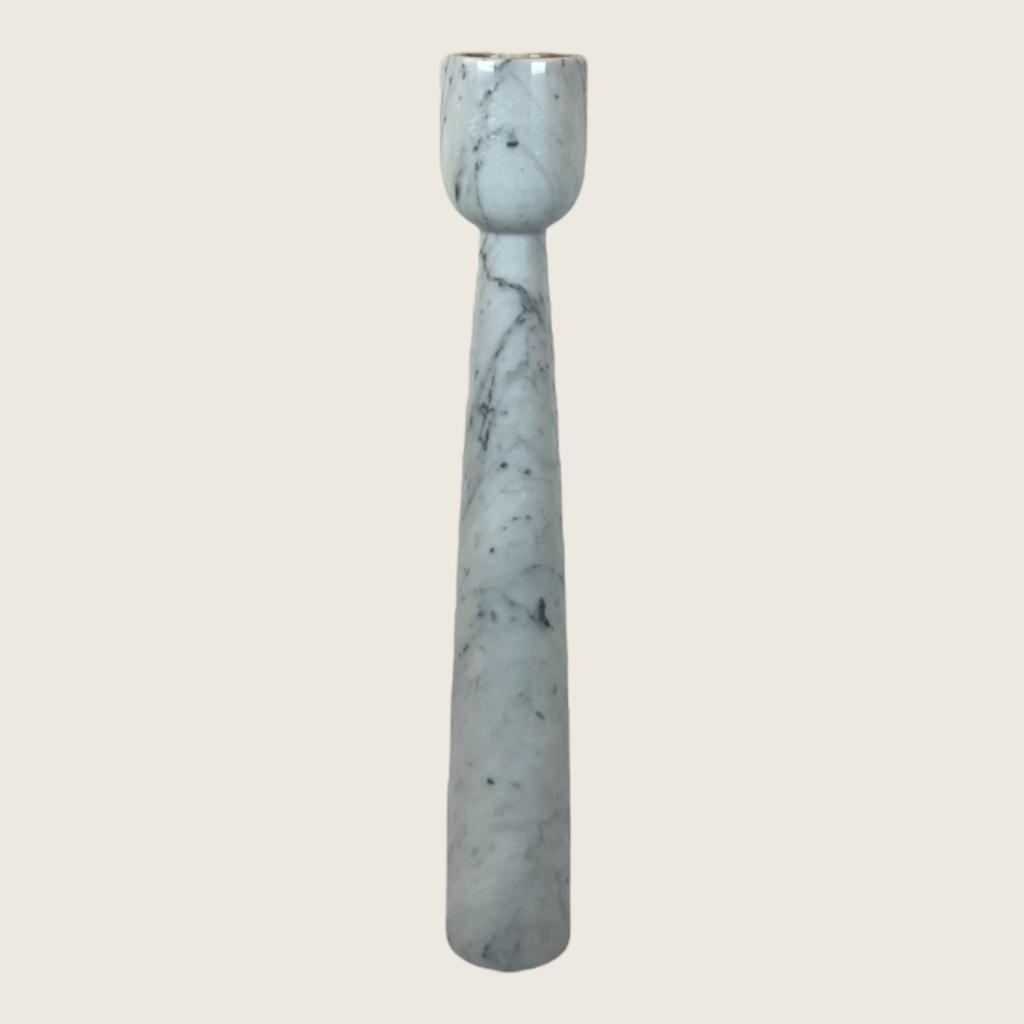 Cup Topped Grey Streaked Marble Candle Stand (Large)