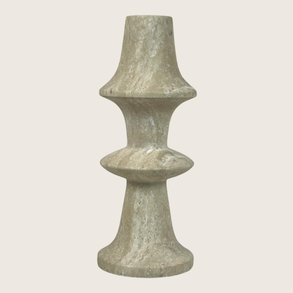 Chess Piece Travertine Candle Stand