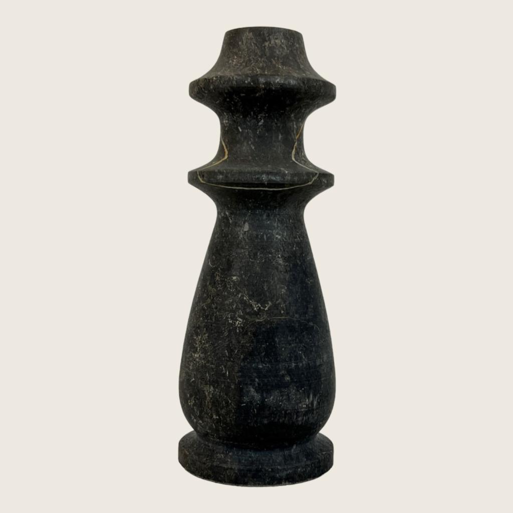 Traditional Matte Black Marble Candle Stand