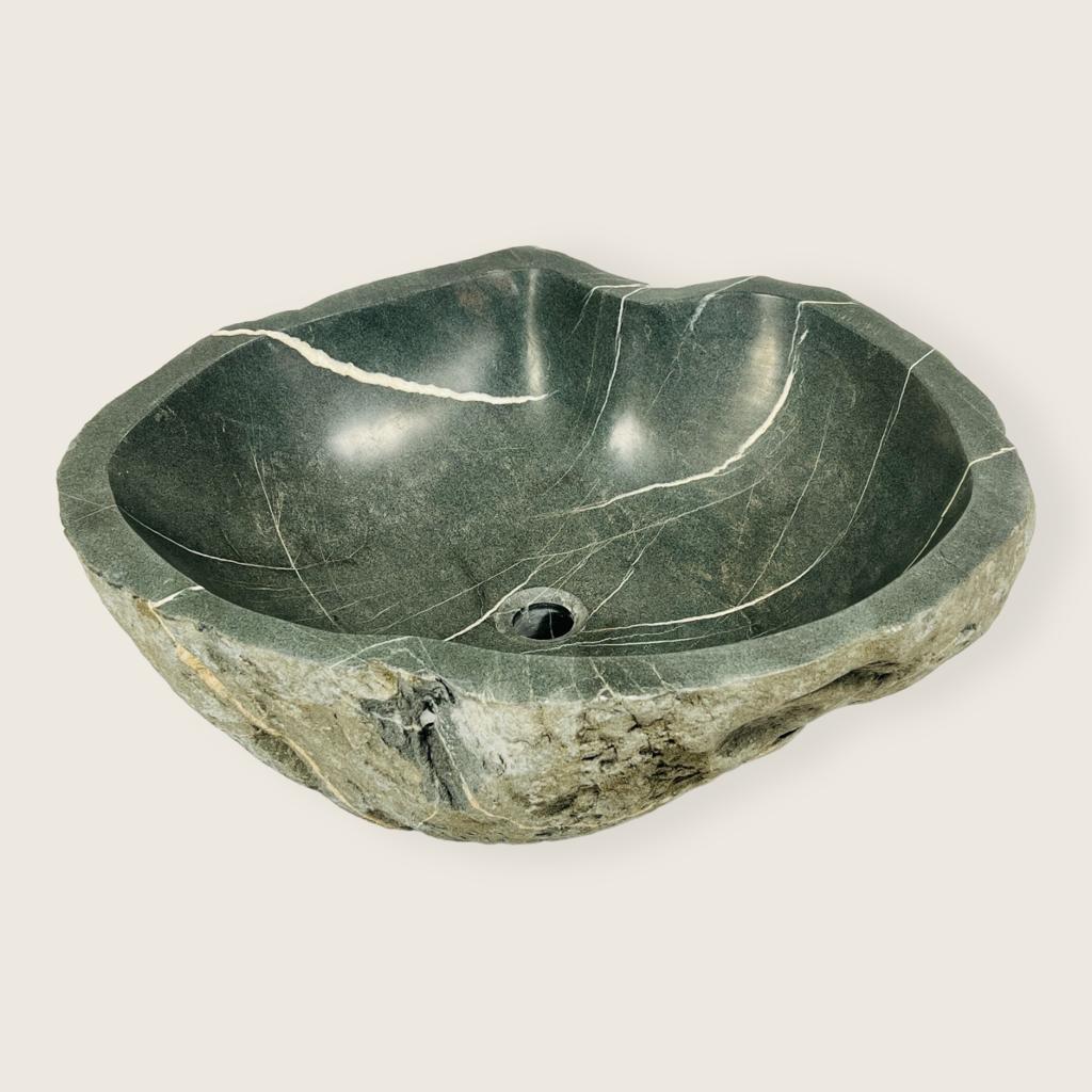 Deep Grey Lined River Stone Sink