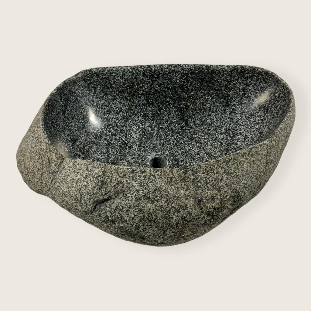 Black Dotted River Stone Sink