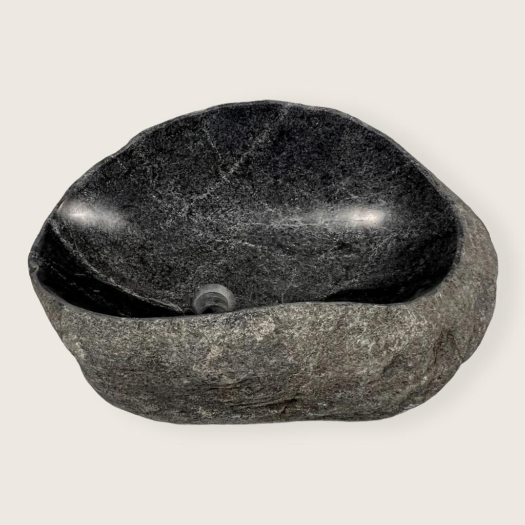 Black Lined River Stone Sink