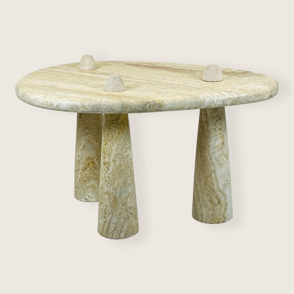 Three Horned Side Table in Travertine