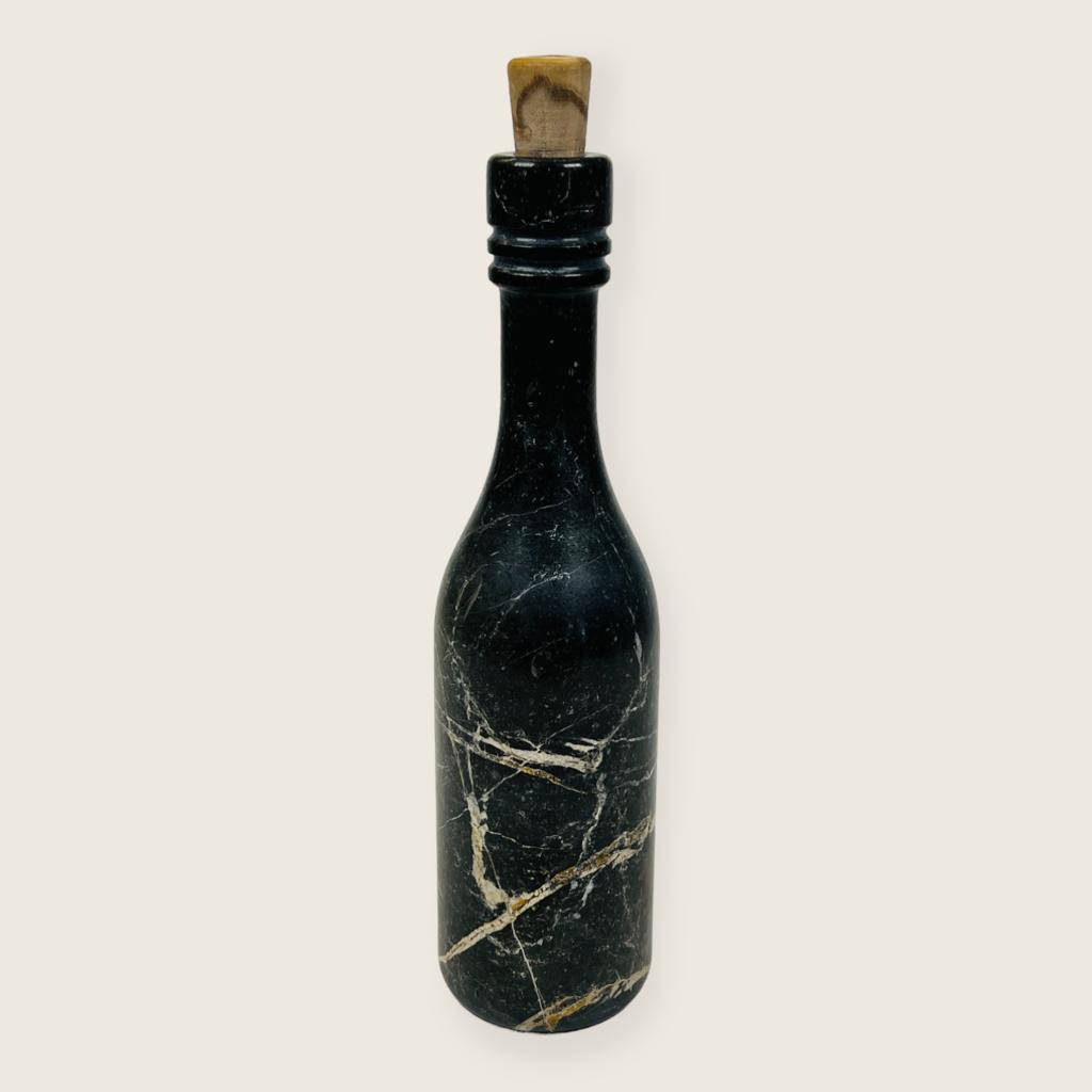 Wine Black Golden Veined Marble Decor Bottle Candle Stand