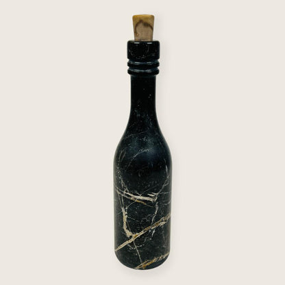 Wine Black Golden Veined Marble Decor Bottle Candle Stand