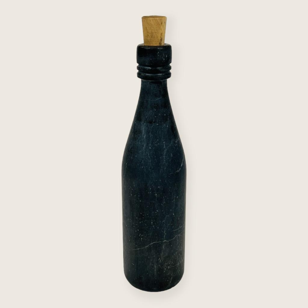 Wine Black Grazed Marble Decor Bottle