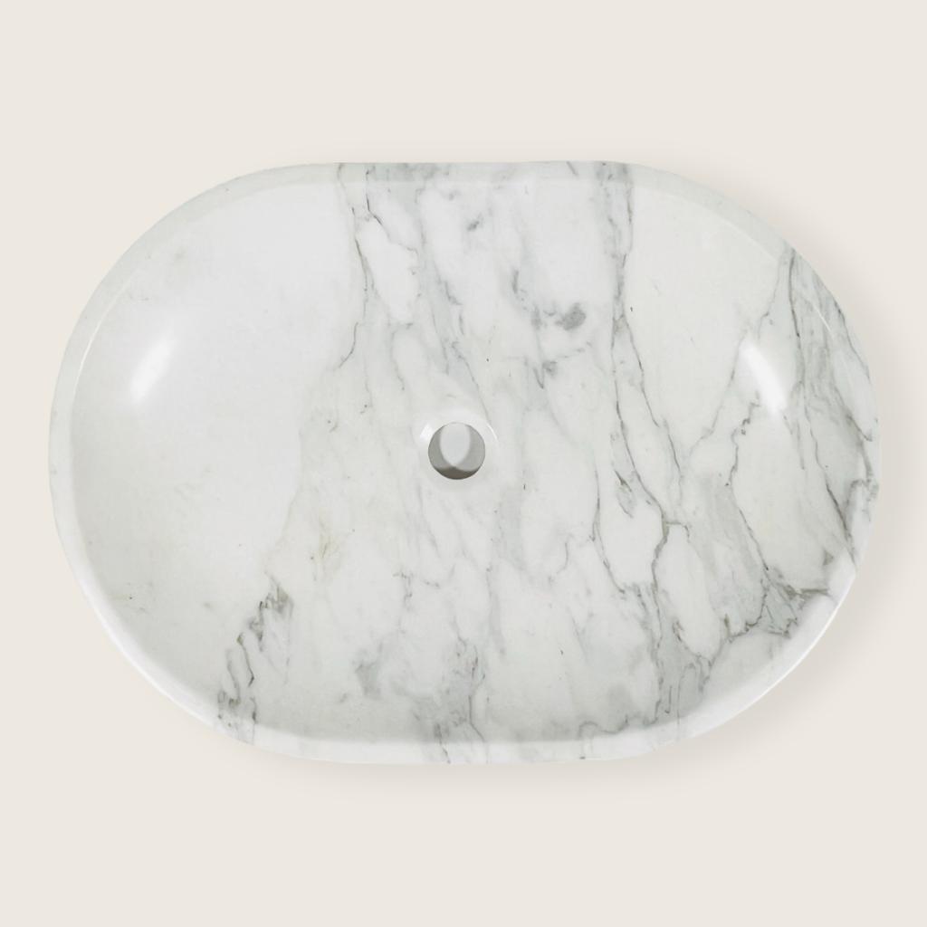 Short Oval Grey Marble Sink