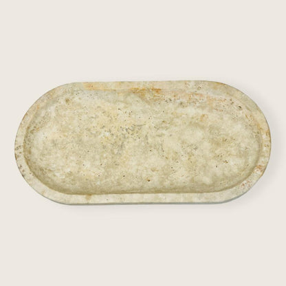 Travertine Oval Splotched Tray