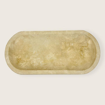Travertine Oval Glazed Tray