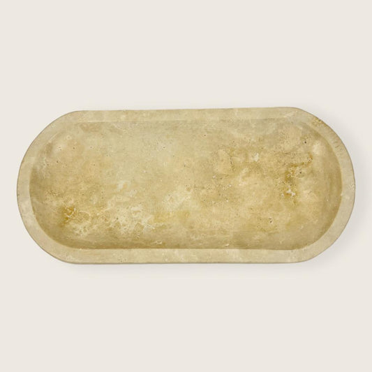 Travertine Oval Glazed Tray