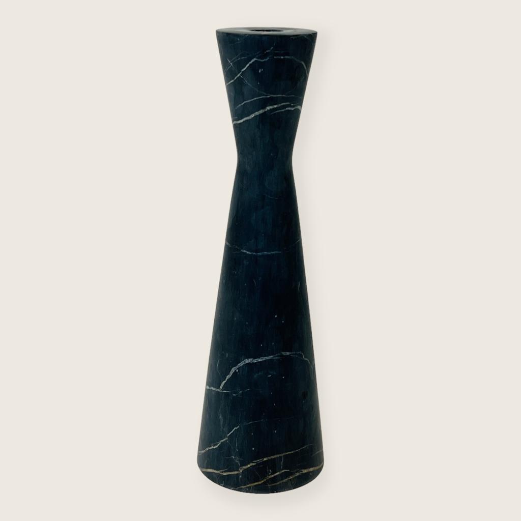 Long Funnel Black Marble Candle Stand