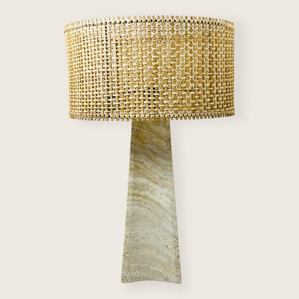 Tall Curved Bottom Waved Travertine Table Lamp