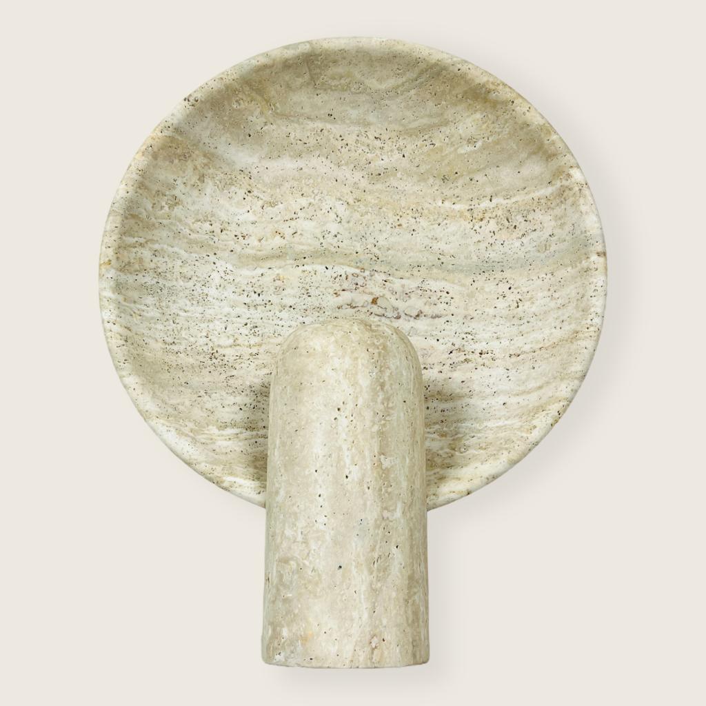 Disc Waved Travertine Lamp