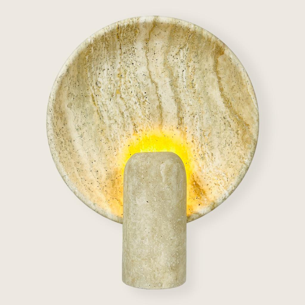 Disc Grazed Travertine Lamp