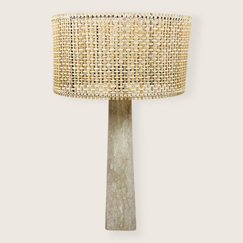 Tall Glazed Travertine Table Lamp