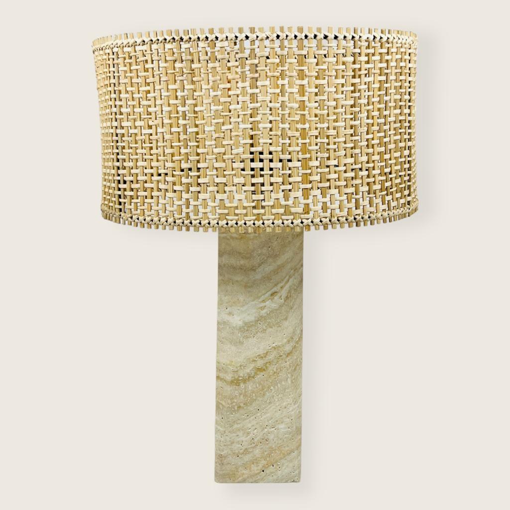 Tall Curved Bottom Blotched Travertine Table Lamp