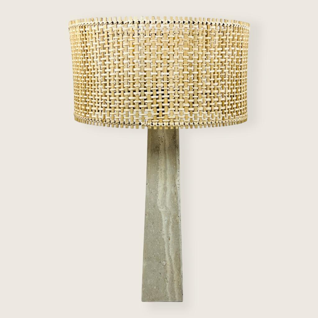 Tall Lined Travertine Table Lamp