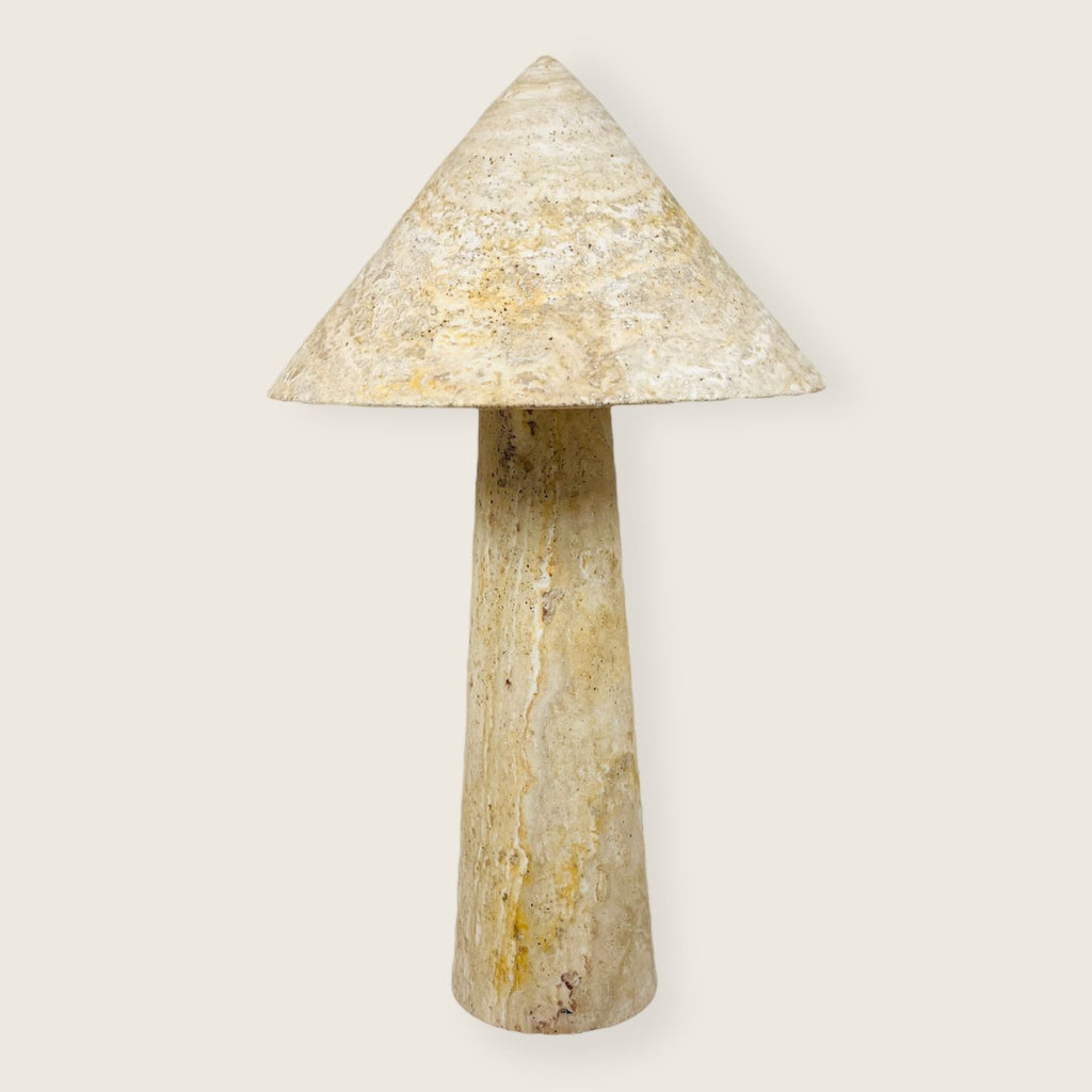 Cone-Head Travertine Table Lamp