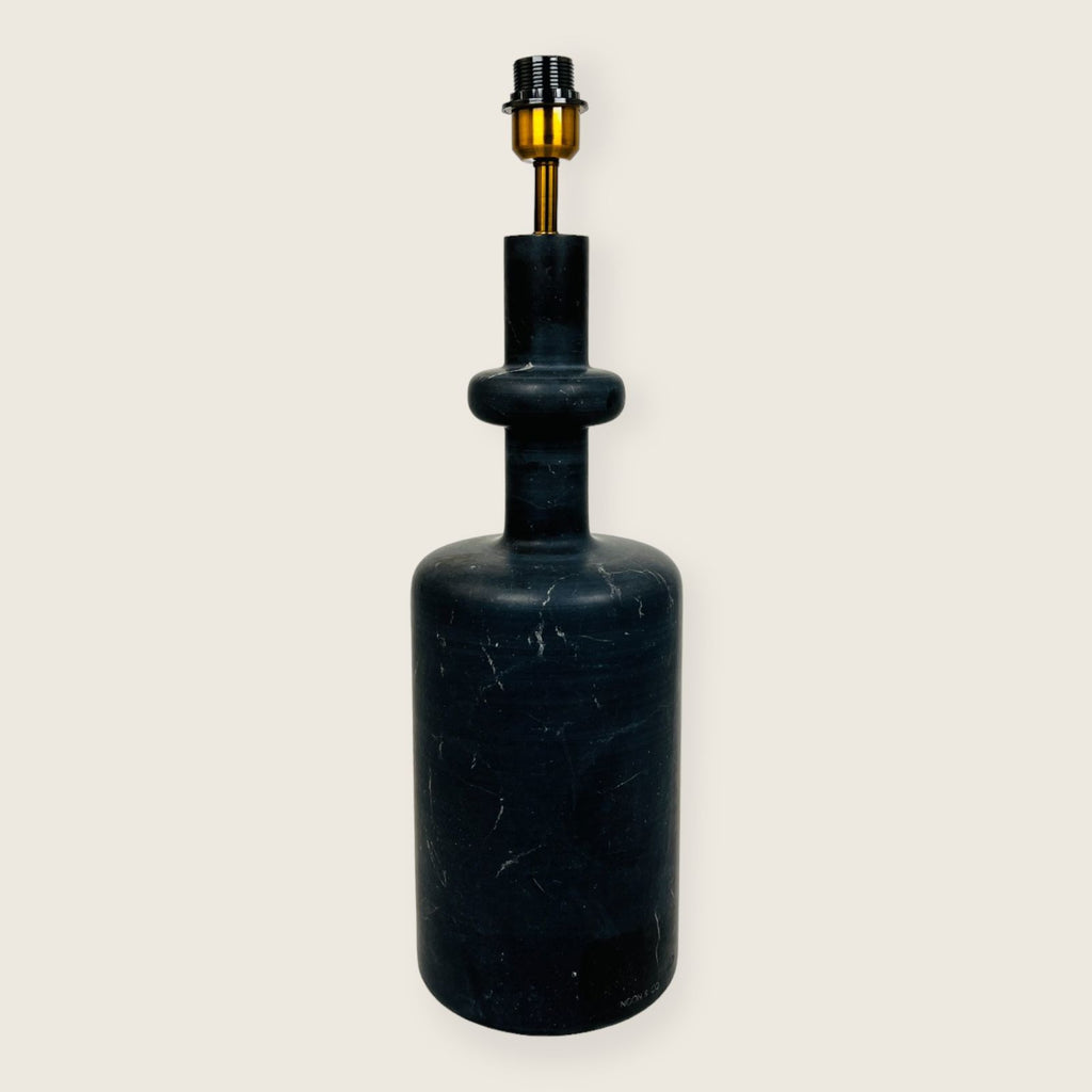 Ringed Bottom Black Marble Table Lamp