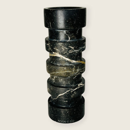 Banded Cylindrical Candle Stand - Black