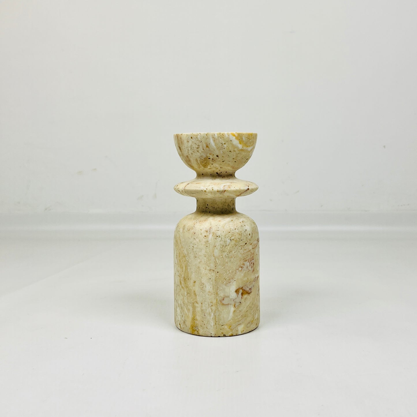 Collared Candle Stand  - Travertine