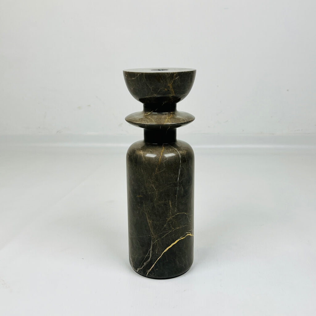 Ringed Bottled Golden Streaked Marble Candle Stand