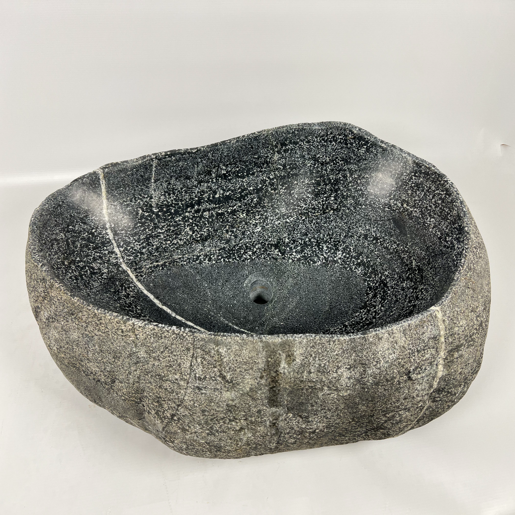 White Speckled River Stone Sink