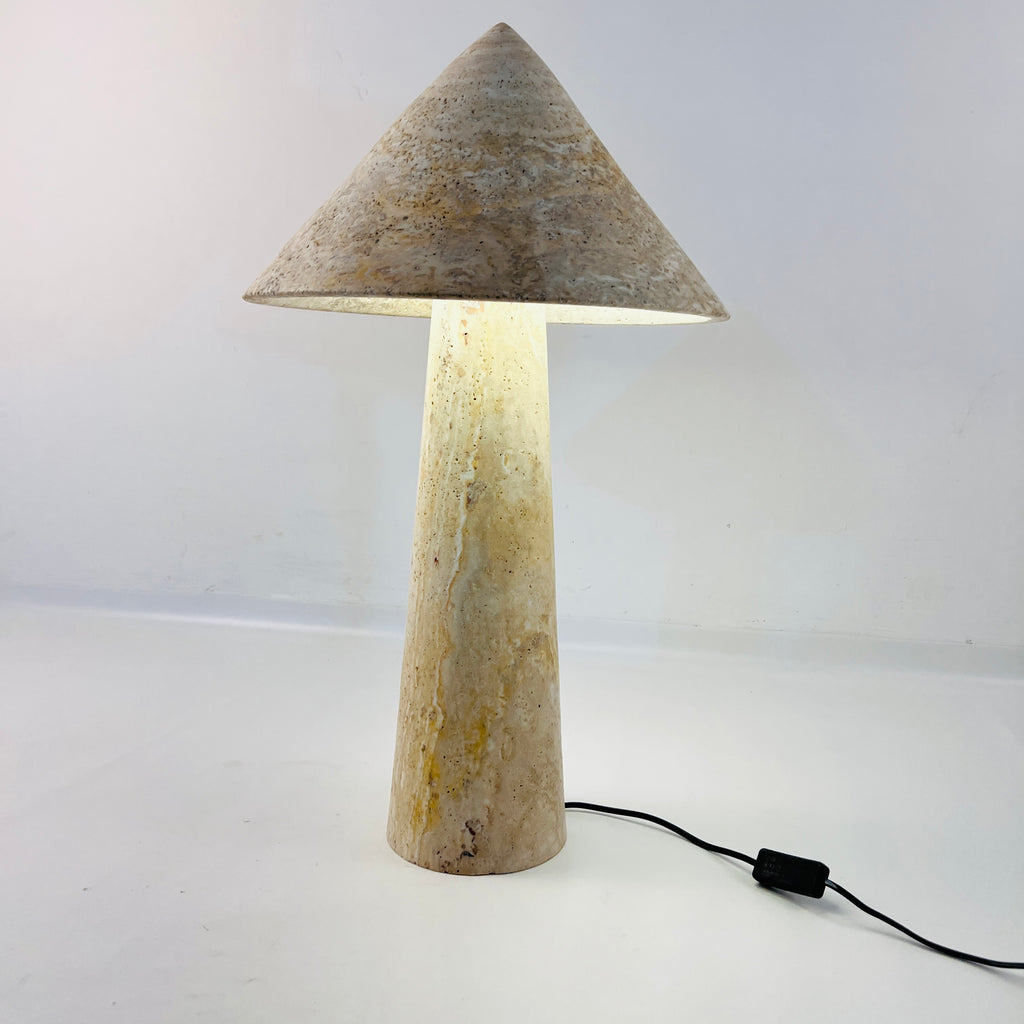 Cone-Head Travertine Table Lamp